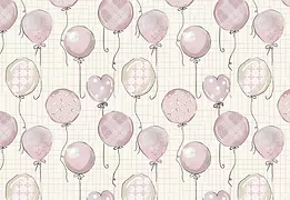 Tecido digital Baby-balões rosa