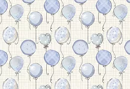 Tecido digital Baby-balões azul